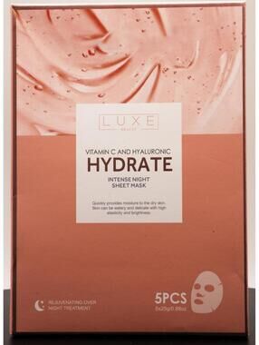 Luxe Beauty Hydrate Vitamin C and Hyaluronic Sheet Mask 5PCS